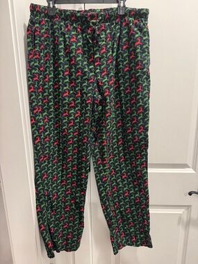 GAP Black Pajama Pants with Green & Red Reindeer Print